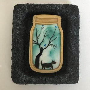 Dog Blue Bird Original Art Watercolor Painting